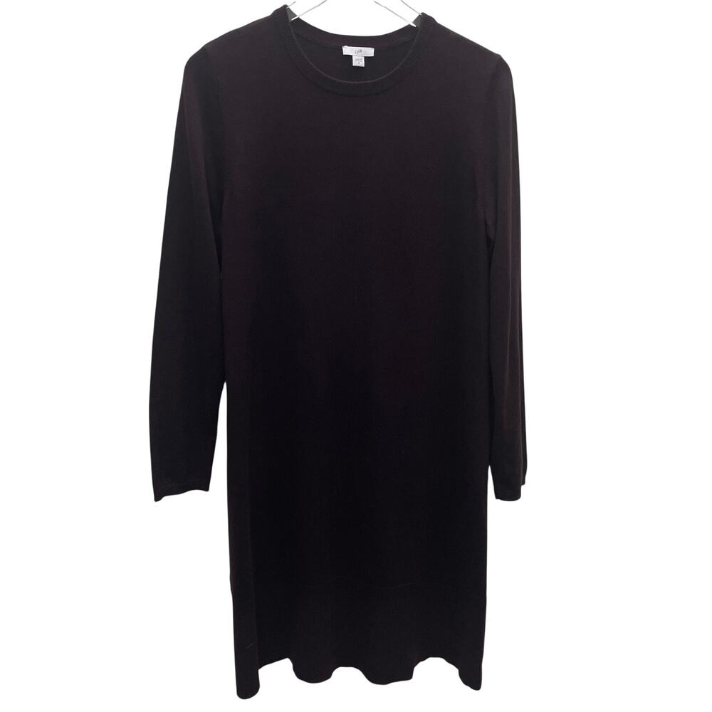 J. Jill Burgundy Wine Knit Long, Sleeve Dress Size Medium